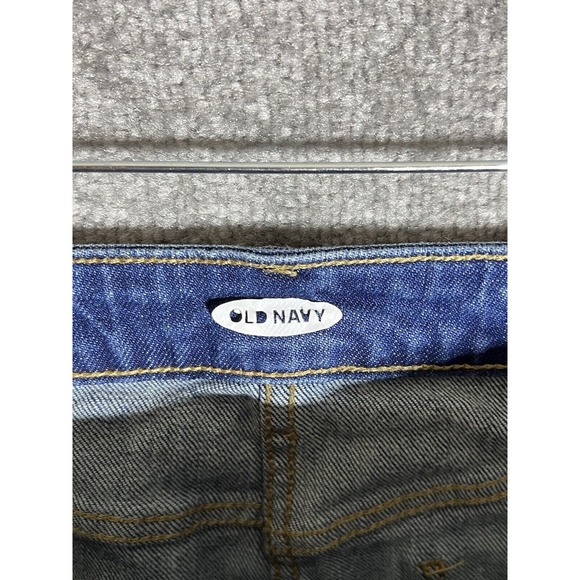 Old Navy Jean Skirt Womens Size 8 Stretch Blue Denim Raw Hem Pockets - Picture 3 of 7